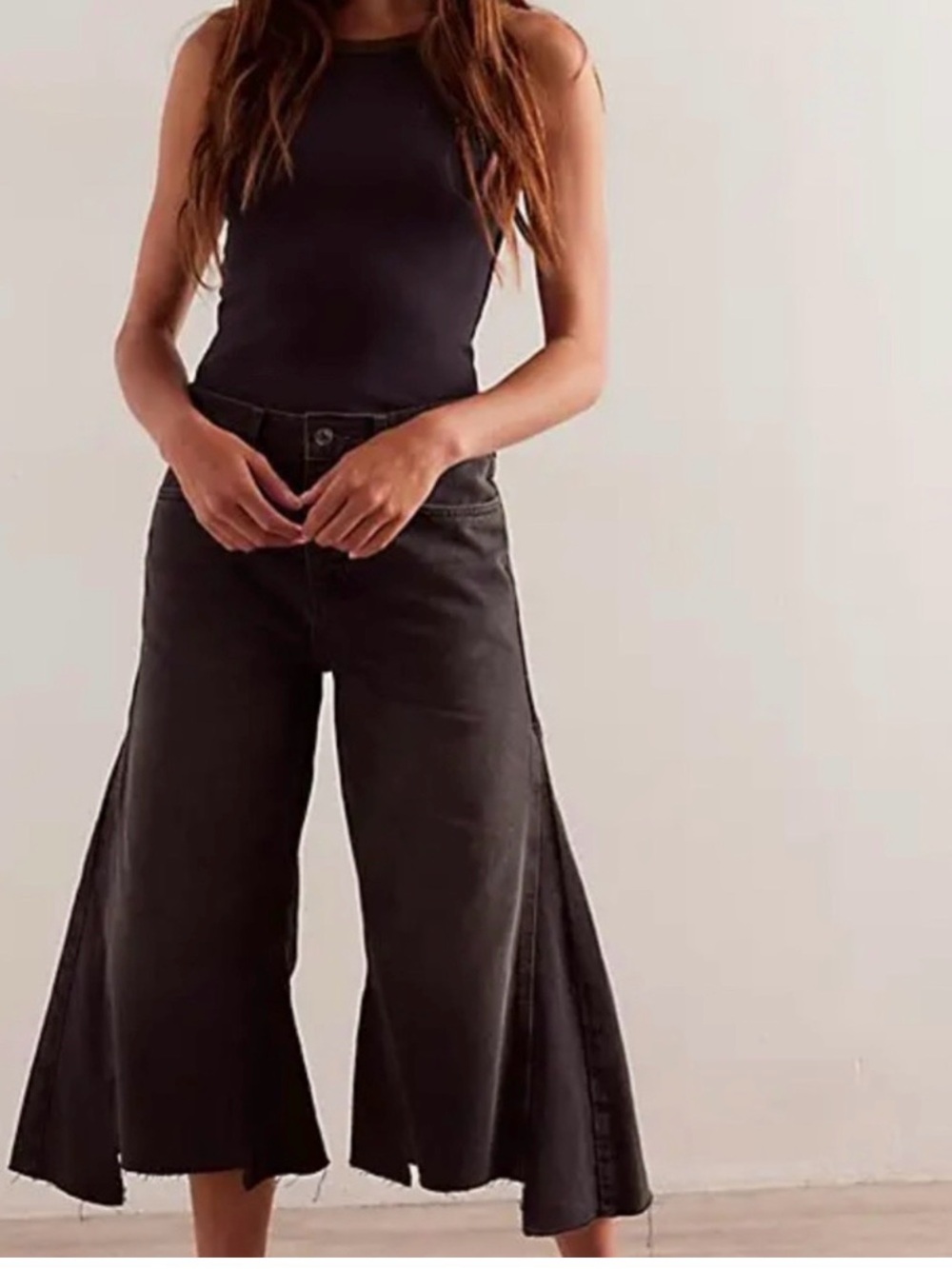 WE THE FREE RIPE WIDE LEG CROP Wide Leg Black Culotte Jeans